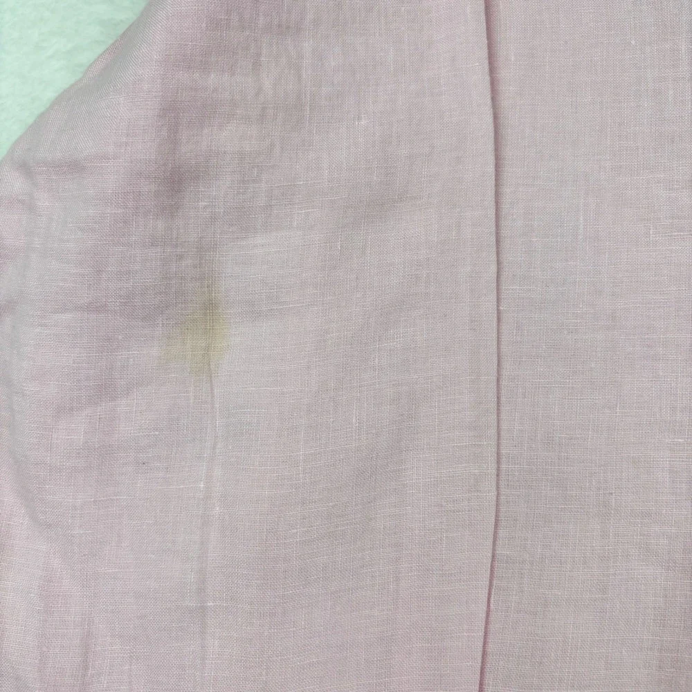Mister French Mens XL Pink Linen Long Sleeve Button Down Shirt Red Collar Accent - Picture 3 of 8